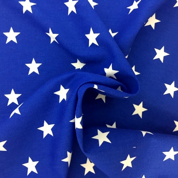 100% Cotton Stars WHITE ON ROYAL BLUE